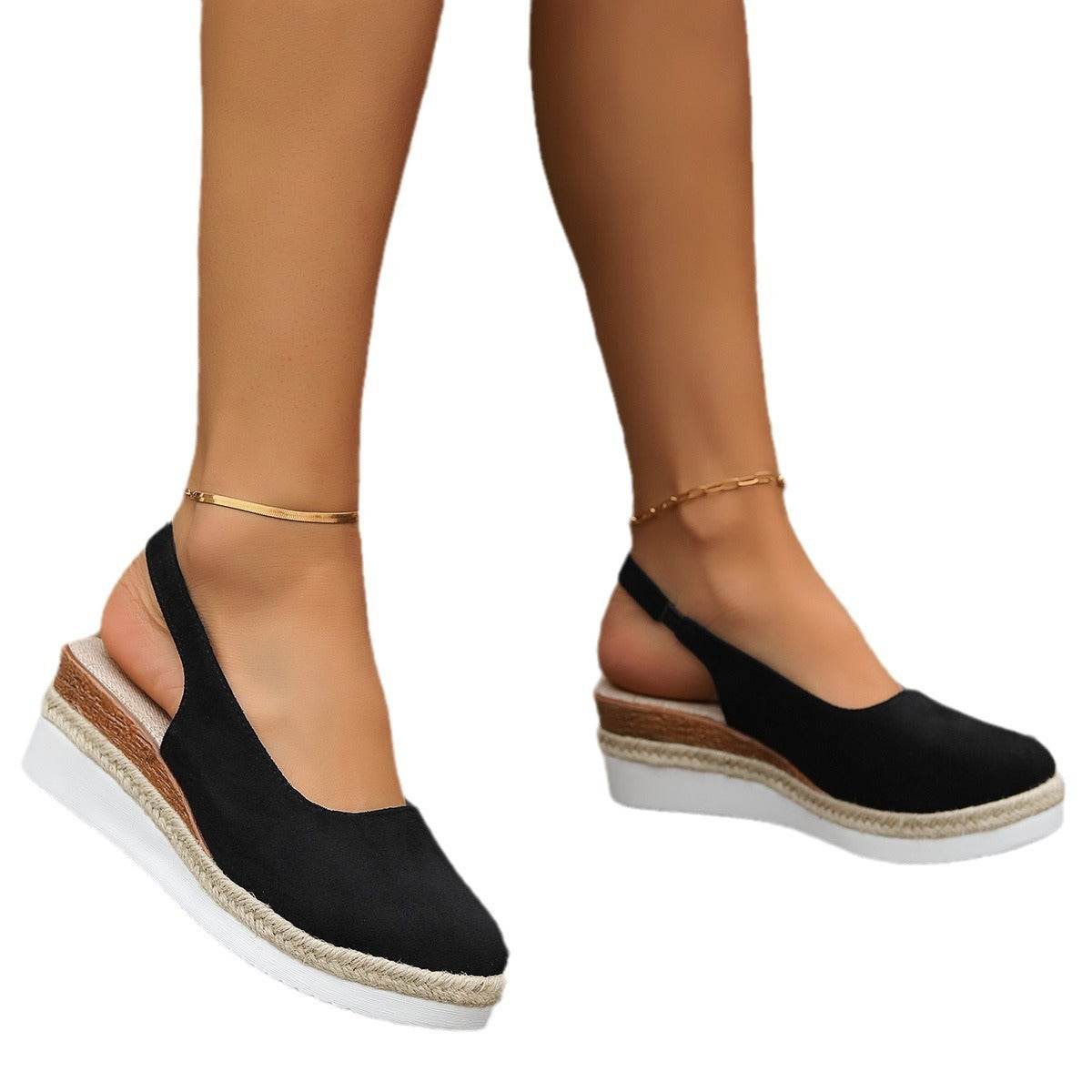 Solid Color Round Toe Women's Platform Plus Size Sandals - MYLUXURY LANE ENTERPRISE