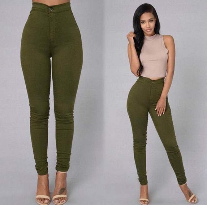 Casual Pants For Women High Waist Stretch Slim Trouser Skinny Candy Color Jeans - MYLUXURY LANE ENTERPRISE