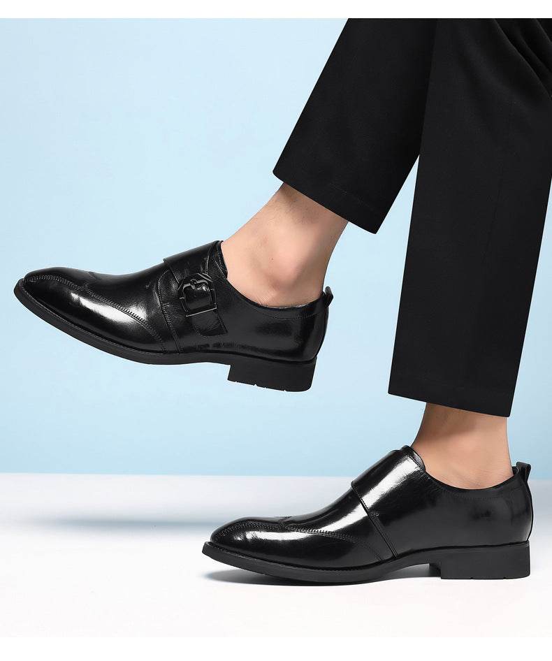 Casual Men's Buckle Color-changing Embroidered Leather Shoes - MYLUXURY LANE ENTERPRISE