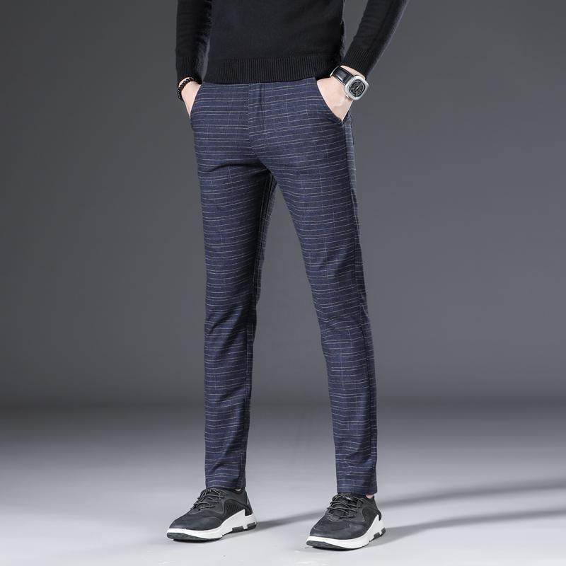 Fall Winter Men's Stretch Brushed Slim Fit Casual Trousers - MYLUXURY LANE ENTERPRISE