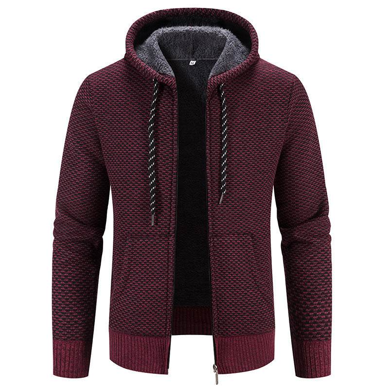 Winter Coat Zipper Closure Solid Color Long Sleeves Drawstring With Hat Keep Warm Casual Thicken Plush Sweater Coat For Daily - MYLUXURY LANE ENTERPRISE