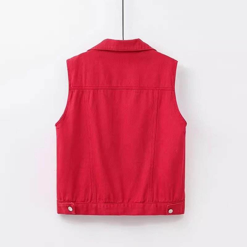 Women's Color Denim Waistcoat Vest Short - MYLUXURY LANE ENTERPRISE
