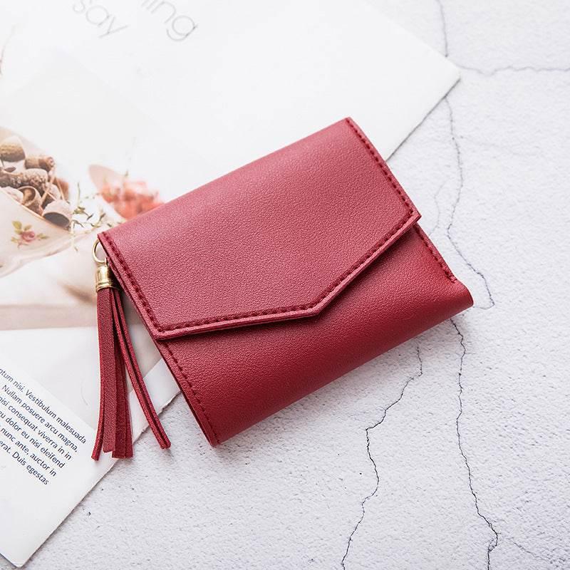 Short Women's Korean-style Tassel Small Wallet Simple Square Women's Coin Purse - MYLUXURY LANE ENTERPRISE