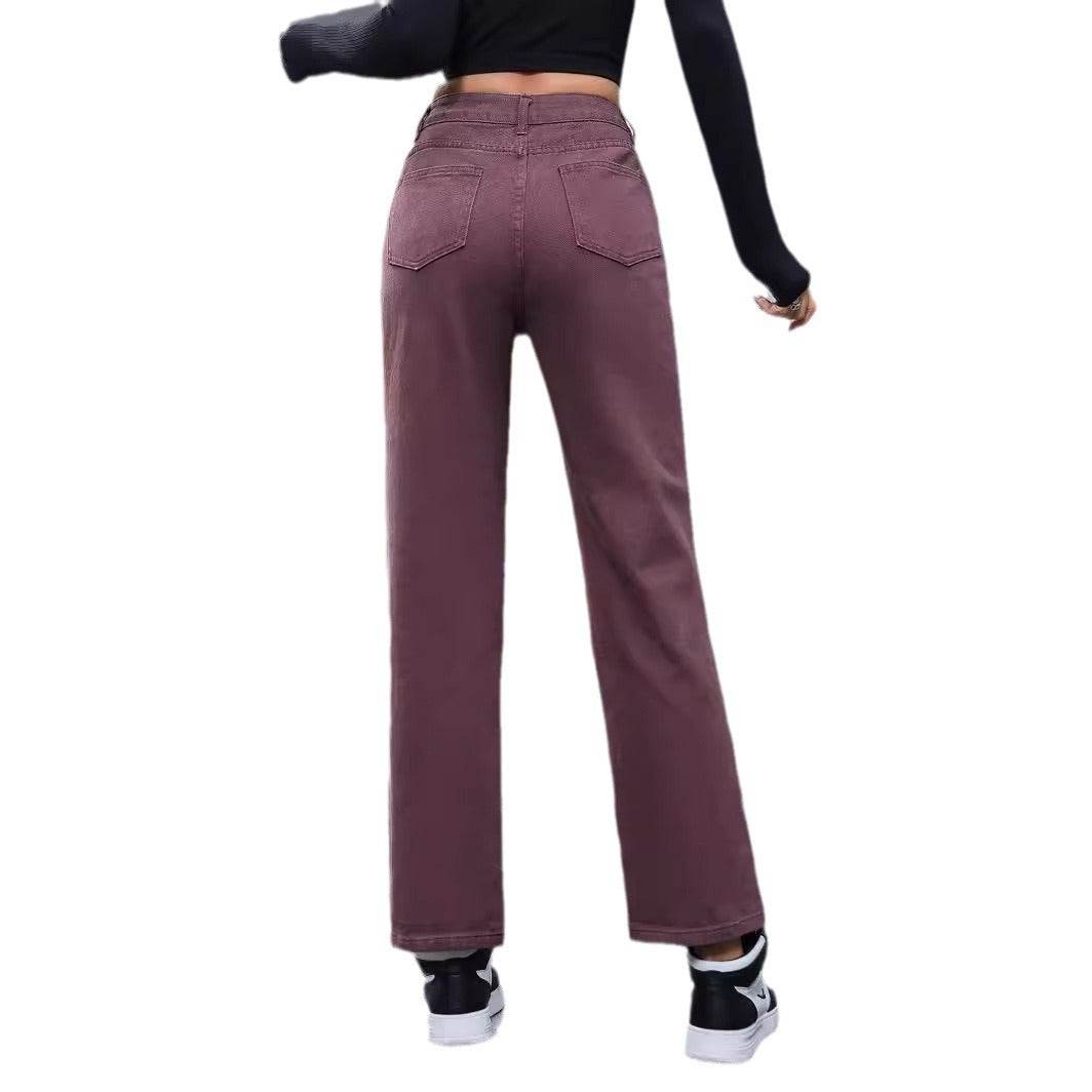Women's Retro Fashion High Waist Straight-leg Denim Trousers - MYLUXURY LANE ENTERPRISE