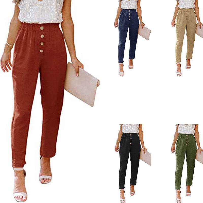 Women's Casual Loose And Comfortable Pant Belt Pocket Elastic Pants - MYLUXURY LANE ENTERPRISE