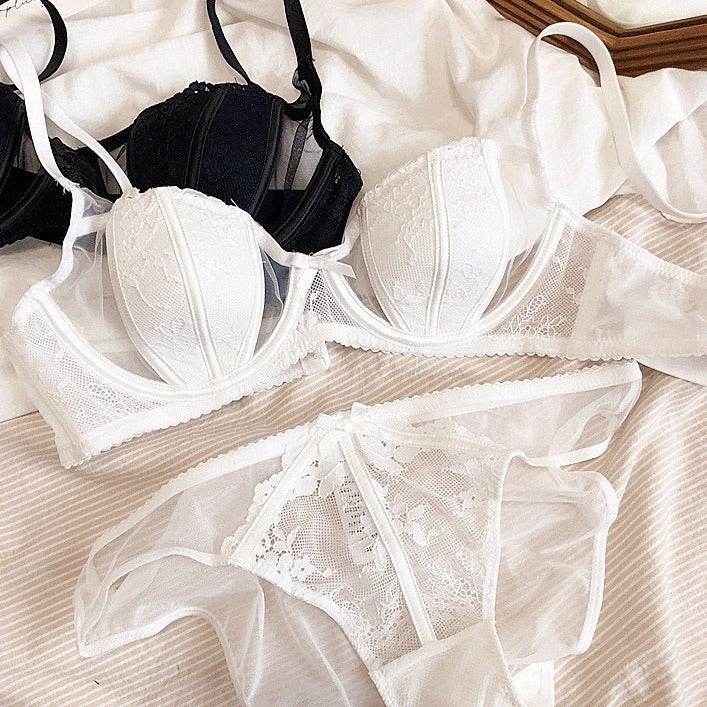 French Style Sexy Lace Lingerie Ultra-thin Rabbit Ear Bra Big Chest Small Anti-SAG Bra Suit - MYLUXURY LANE ENTERPRISE