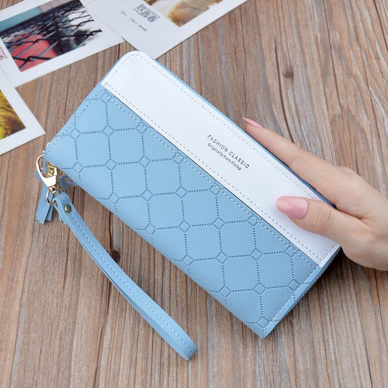 Ladies In Hand Long Zipper Tassel Stitching Embossed Large-capacity Wallet - MYLUXURY LANE ENTERPRISE