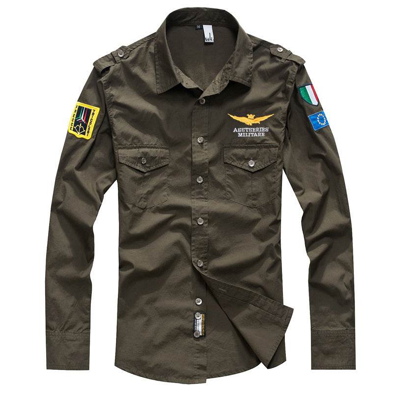 Men's Long-sleeved Shirt Men's Embroidered - MYLUXURY LANE ENTERPRISE