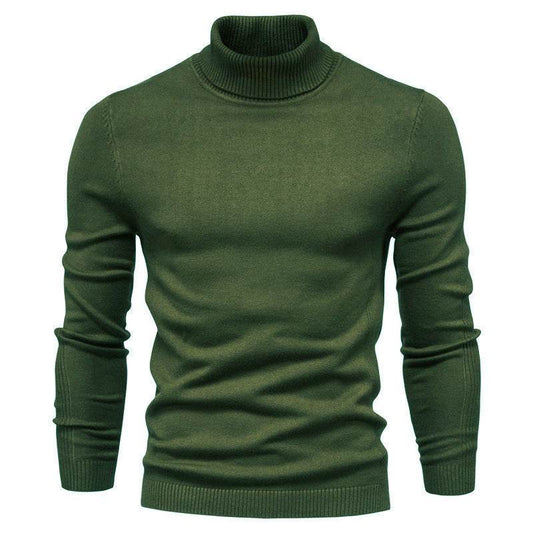 Men's Solid Color Slim Pullover Turtleneck Sweater Winter Casual Tops Clothing - MYLUXURY LANE ENTERPRISE