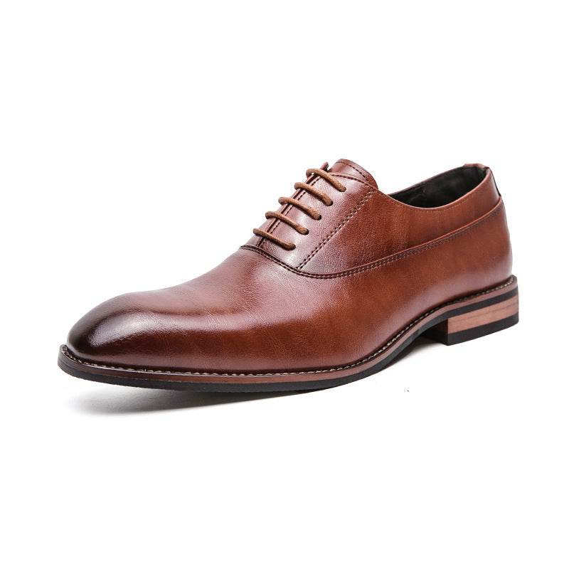 Men's Formal Leather Lace-up Rubber Sole Business Men's Shoes Gentleman - MYLUXURY LANE ENTERPRISE