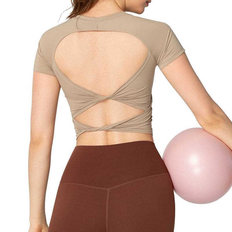 Yoga Clothing Top Women's Semi-fixed Chest Pad Slim Fit - MYLUXURY LANE ENTERPRISE