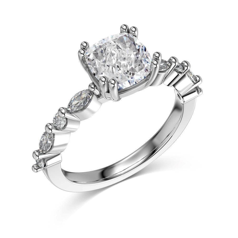 S925 Sterling Silver Fat Square Ice Flower Cut 8A White Horse Eye Round Zirconium Inlaid Fashion Design Wedding Ring - MYLUXURY LANE ENTERPRISE
