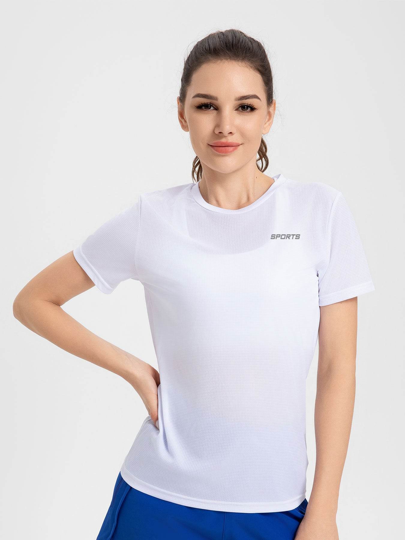Women's Sports Short Sleeve Quick-drying Breathable Cooldry Gym Running Training Printed Top Round Neck T-shirt - MYLUXURY LANE ENTERPRISE