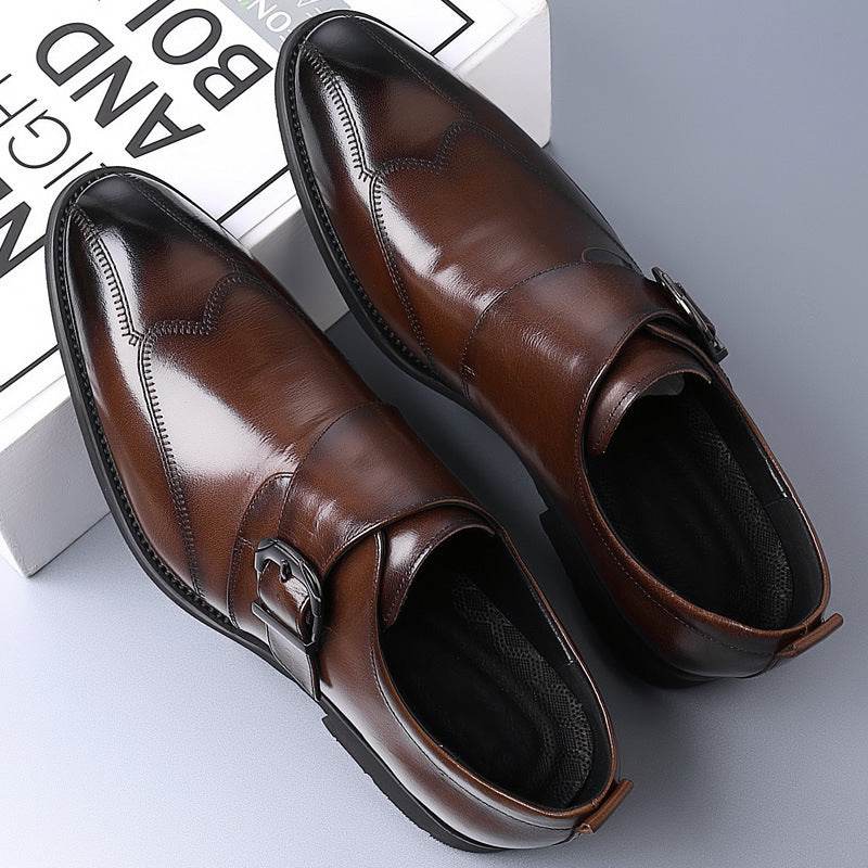 Casual Men's Buckle Color-changing Embroidered Leather Shoes - MYLUXURY LANE ENTERPRISE