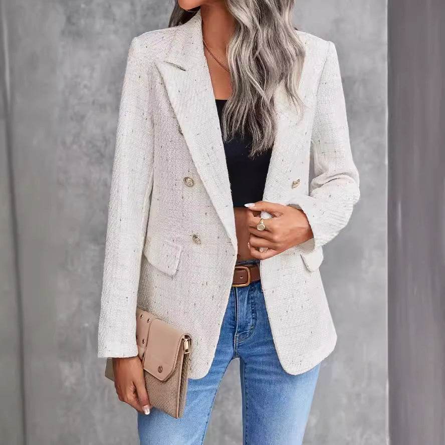 Women's Clothes Hot-selling Lapel Double Breasted Tweed Suit Jacket - MYLUXURY LANE ENTERPRISE