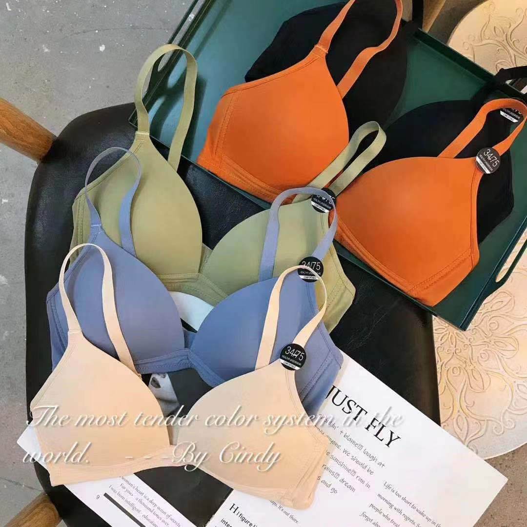 Solid Color Thin Triangle Cup Without Steel Ring Comfortable Push Up Bra - MYLUXURY LANE ENTERPRISE