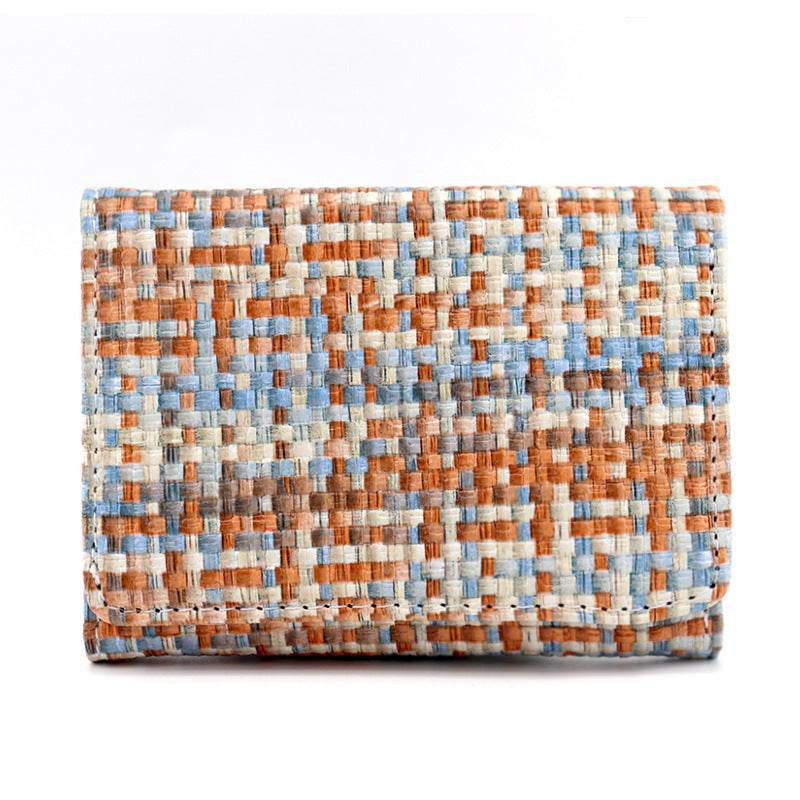 New Straw PU Folding Wallet Women's Mini Ultra-thin Fashion All-matching - MYLUXURY LANE ENTERPRISE