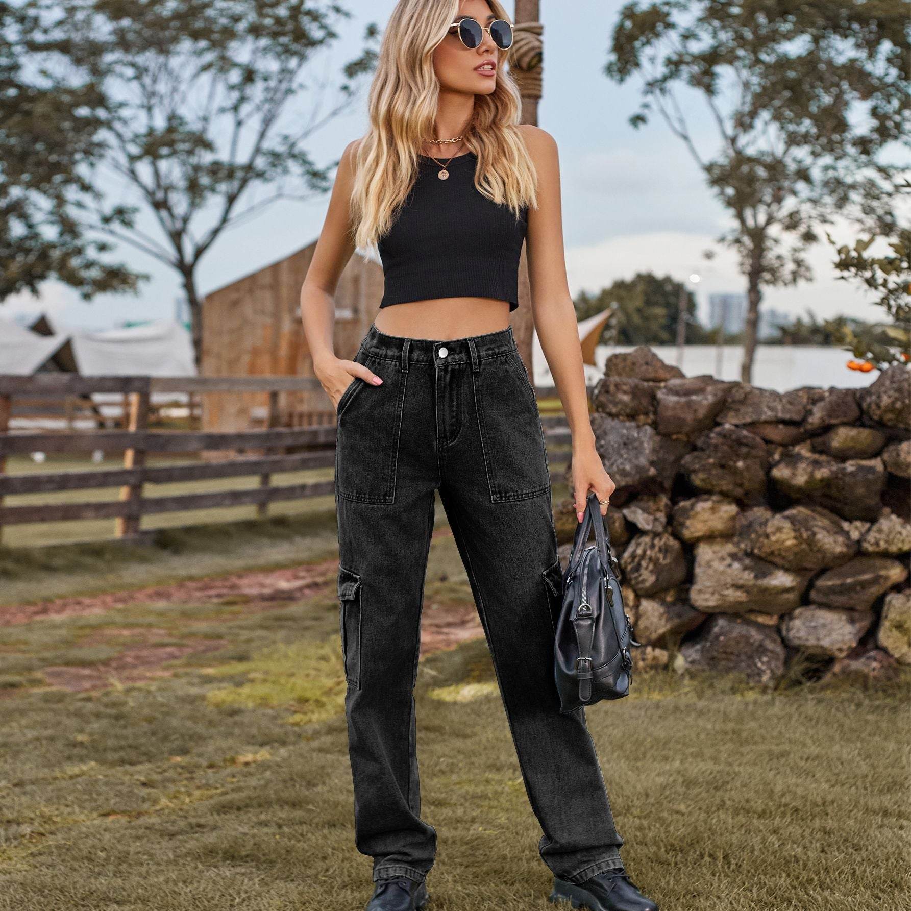 Retro Washed Half Elastic Design Jeans For Women - MYLUXURY LANE ENTERPRISE