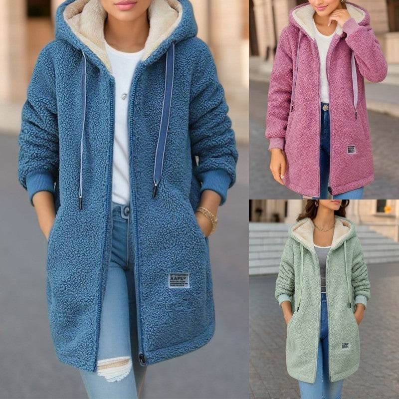 Fleece-lined Mid-length Cashmere Hoodie - MYLUXURY LANE ENTERPRISE