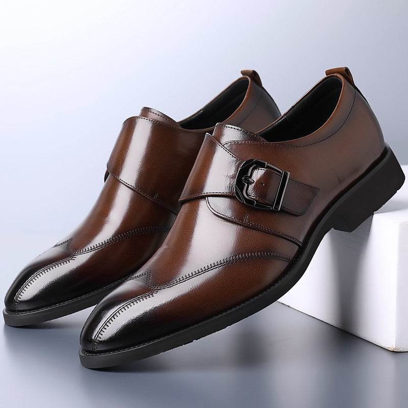 Casual Men's Buckle Color-changing Embroidered Leather Shoes - MYLUXURY LANE ENTERPRISE