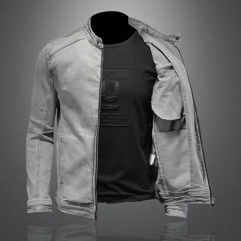 High Quality Stretch Zipper Denim Jacket Men - MYLUXURY LANE ENTERPRISE