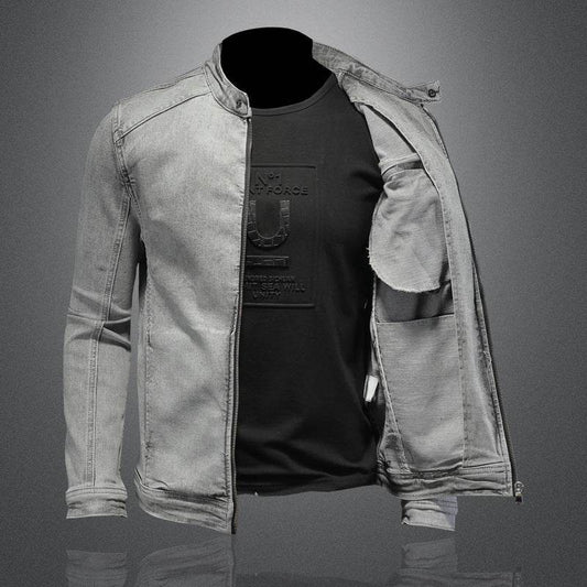 High Quality Stretch Zipper Denim Jacket Men - MYLUXURY LANE ENTERPRISE