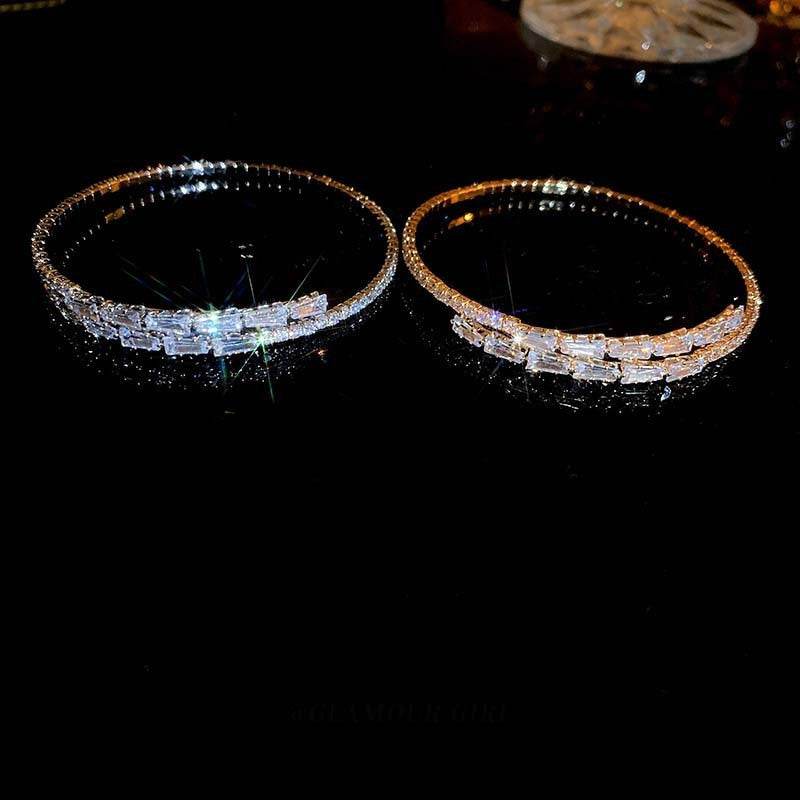High-grade Temperament Super Shiny Zircon Geometric Open Bracelet - MYLUXURY LANE ENTERPRISE