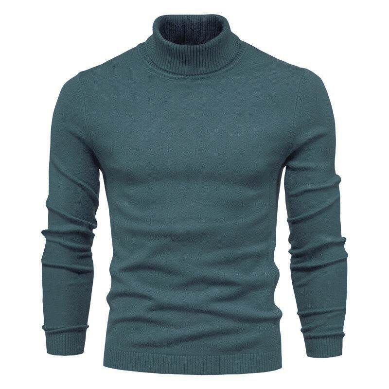 Men's Solid Color Slim Pullover Turtleneck Sweater Winter Casual Tops Clothing - MYLUXURY LANE ENTERPRISE