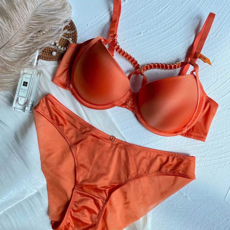 Women's Glossy Comfortable Gold Buckle Lace-up Bra Suit - MYLUXURY LANE ENTERPRISE