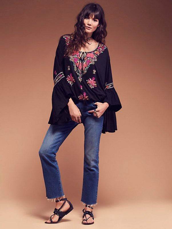 Women's Bohemian V-neck Lace-up Embroidered Top - MYLUXURY LANE ENTERPRISE