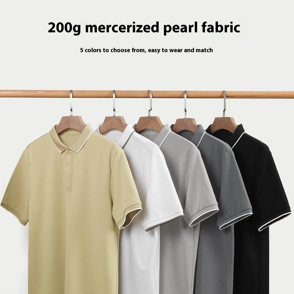 Simple Short-sleeved Polo Shirt Striped Contrast Color Lapels - MYLUXURY LANE ENTERPRISE