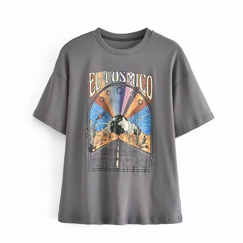 Rainbow Letters Print Loose Women's T-Shirt Top - MYLUXURY LANE ENTERPRISE