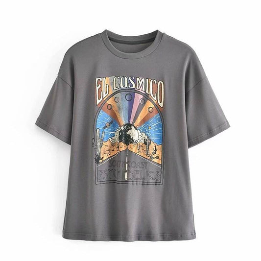 Rainbow Letters Print Loose Women's T-Shirt Top - MYLUXURY LANE ENTERPRISE