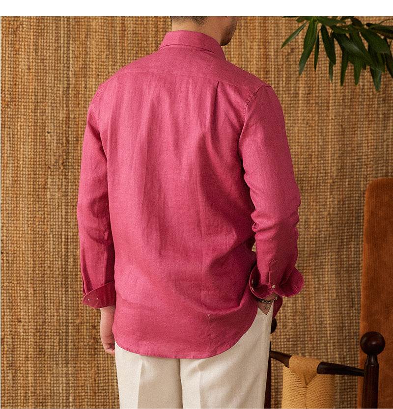 White For Men Linen Italian Long Sleeve Casual Shirt - MYLUXURY LANE ENTERPRISE