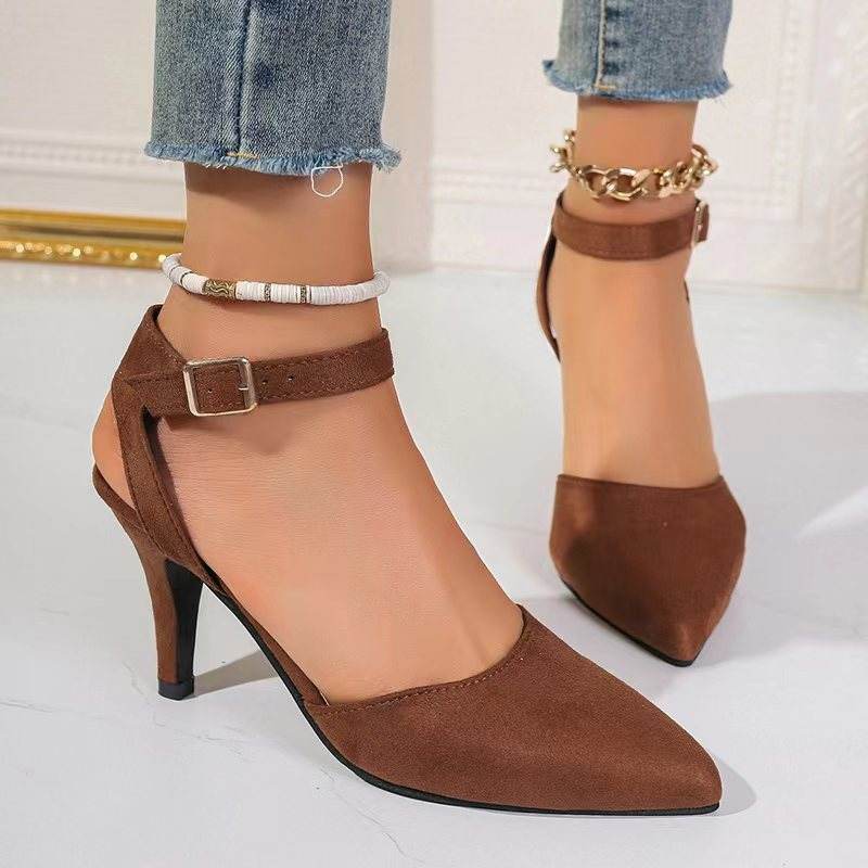Pointed-toe Square Buckle Shoes High Heels Fashion - MYLUXURY LANE ENTERPRISE