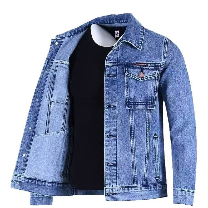 Men's Loose-fitting Workwear Jacket Lapel Denim Jacket - MYLUXURY LANE ENTERPRISE