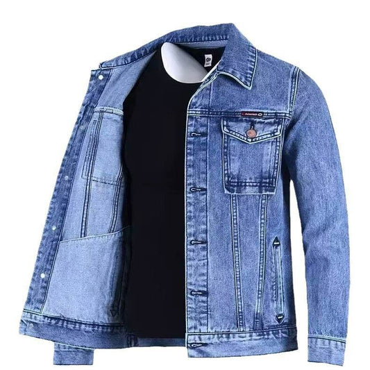Men's Loose-fitting Workwear Jacket Lapel Denim Jacket - MYLUXURY LANE ENTERPRISE
