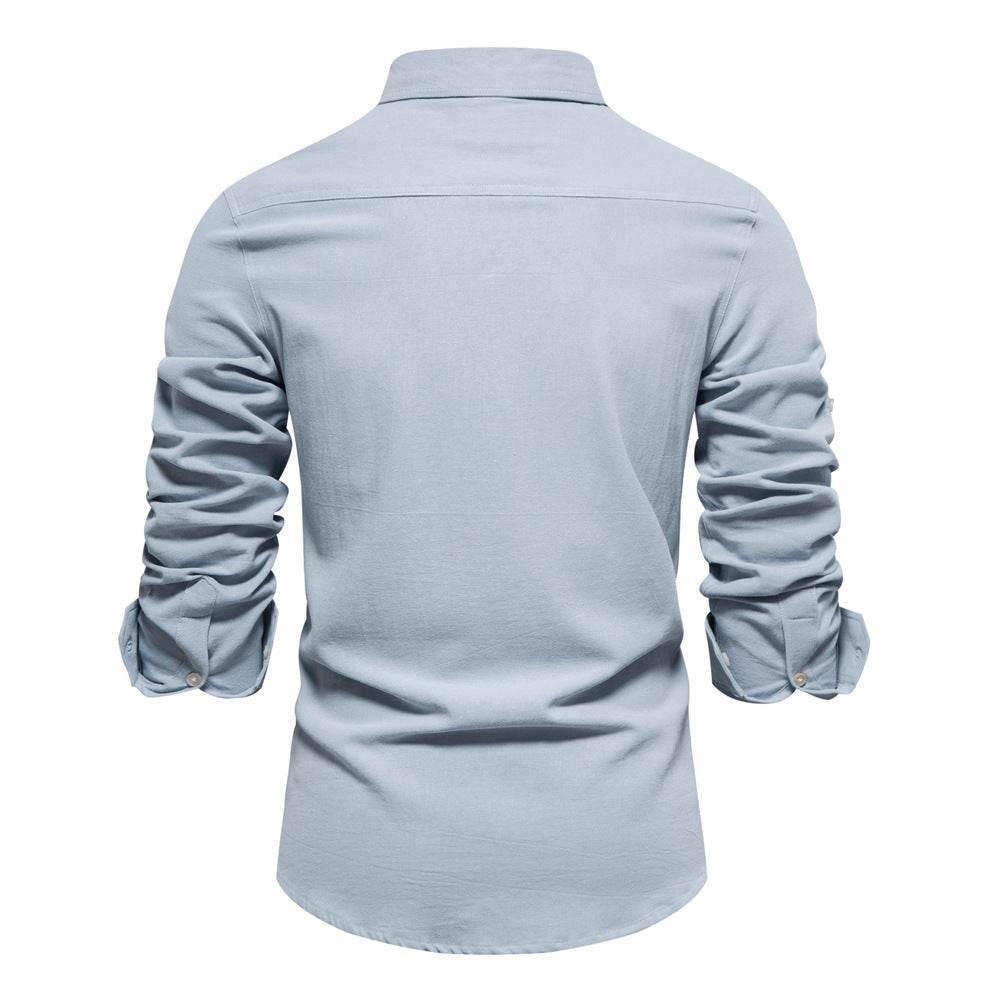 Business Pure Color European Size Long Sleeve Shirt - MYLUXURY LANE ENTERPRISE