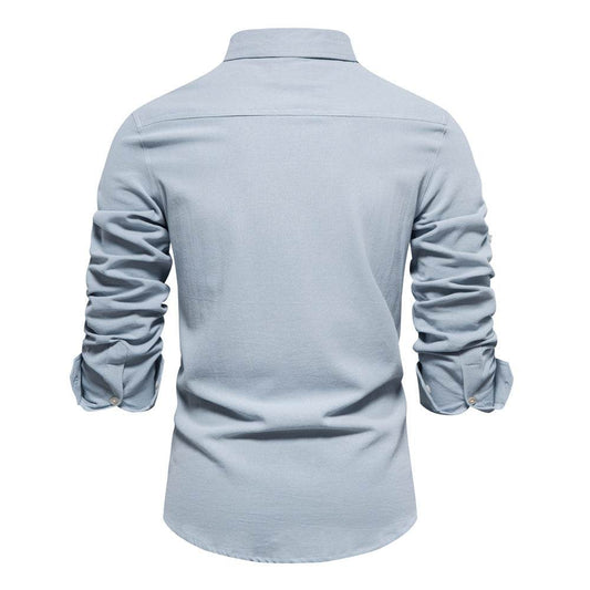 Business Pure Color European Size Long Sleeve Shirt - MYLUXURY LANE ENTERPRISE