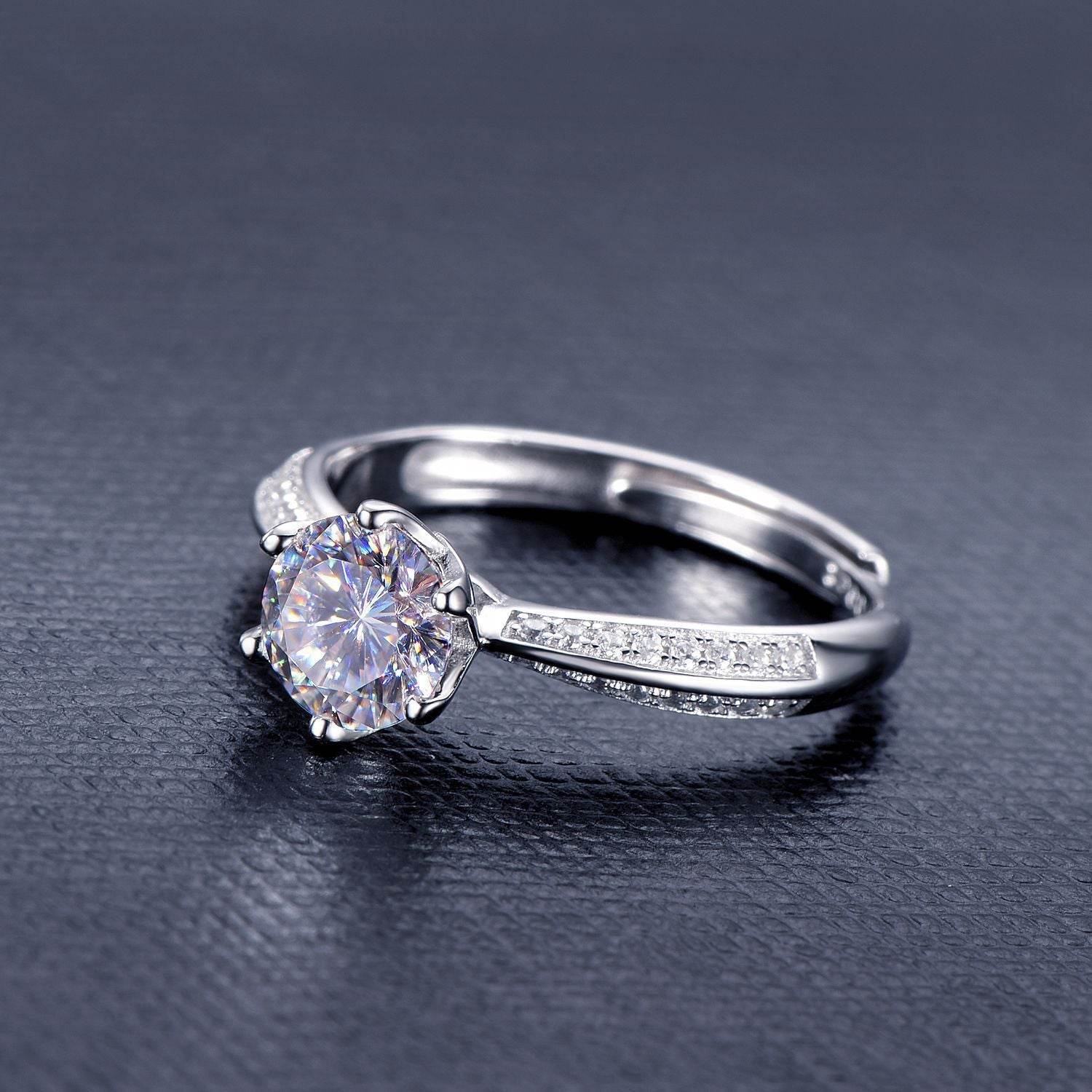 Diamond Silver Ring D Color 1 Carat Half Country S925 Silver Ring Setting - MYLUXURY LANE ENTERPRISE