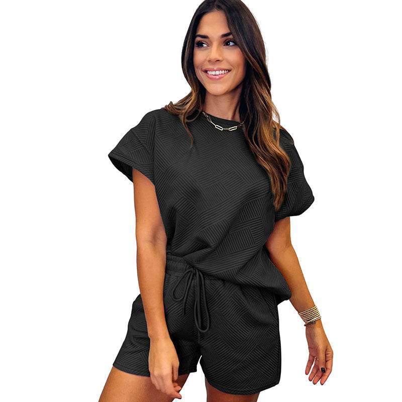 Plaid Large Sleeve Waist-tight Gray Casual Two-piece Suit - MYLUXURY LANE ENTERPRISE