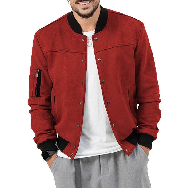 Suede Stand Collar Men's Button Cardigan - MYLUXURY LANE ENTERPRISE