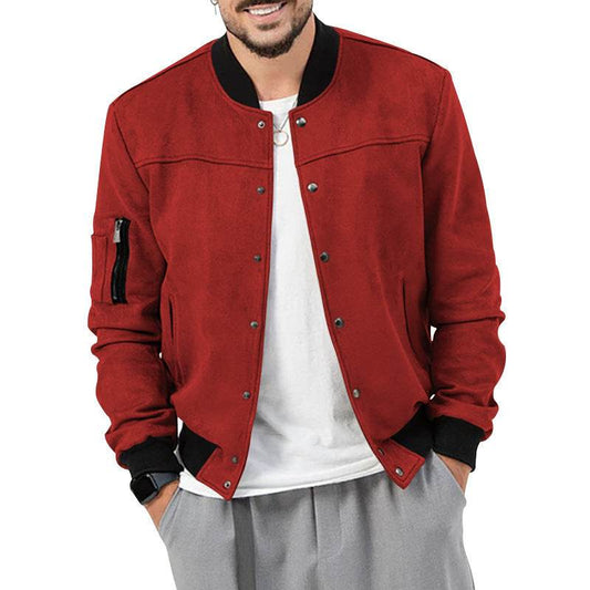 Suede Stand Collar Men's Button Cardigan - MYLUXURY LANE ENTERPRISE