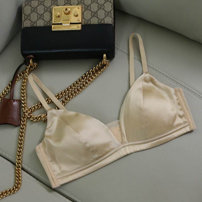 Silk Satin Glossy Thin Bra Wireless Underwear - MYLUXURY LANE ENTERPRISE