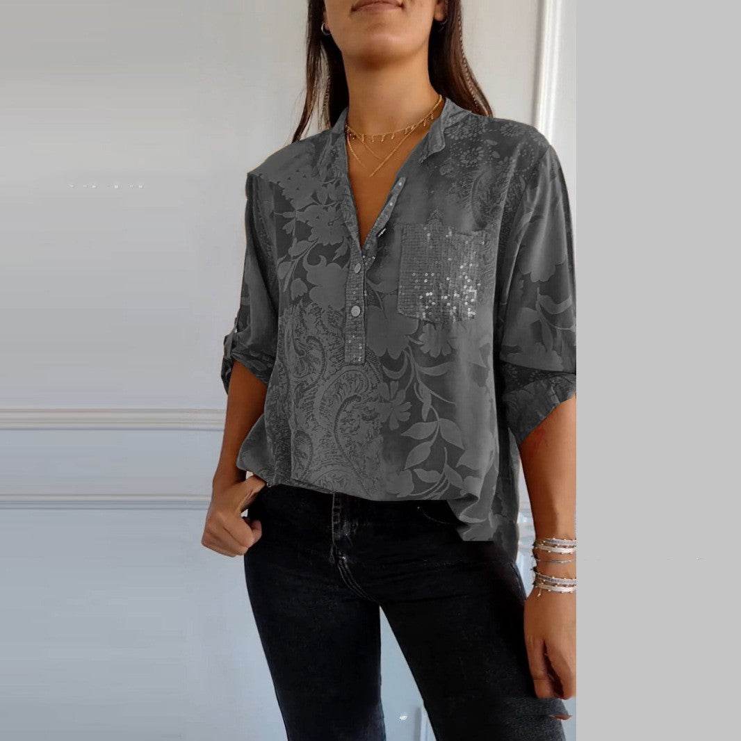 European And American Women's Clothing Fashion Elegant Printed Shirt Top - MYLUXURY LANE ENTERPRISE