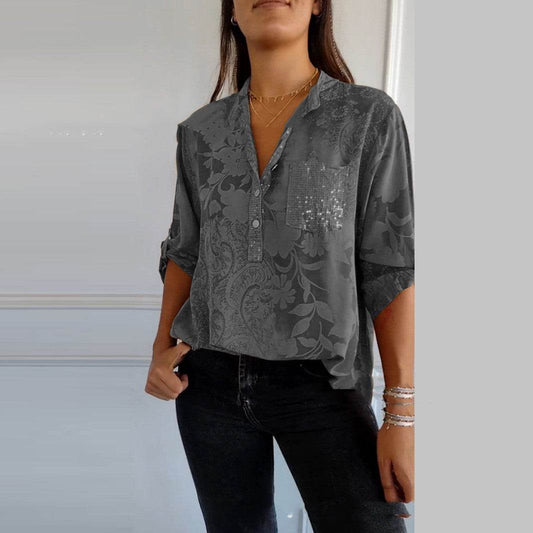 European And American Women's Clothing Fashion Elegant Printed Shirt Top - MYLUXURY LANE ENTERPRISE