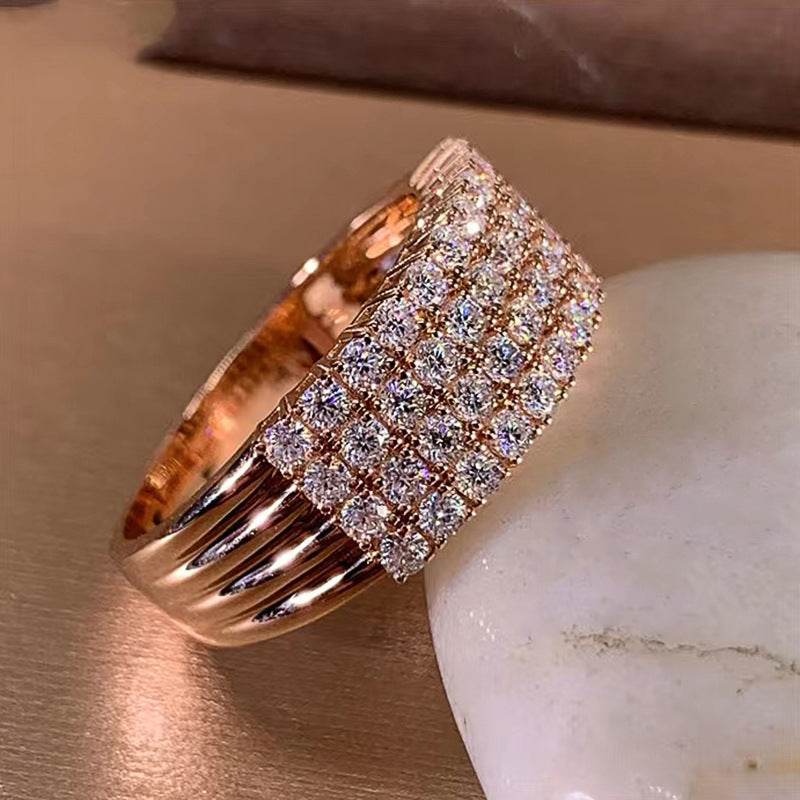 Inlaid Zircon Female Shiny Ring Geometry - MYLUXURY LANE ENTERPRISE