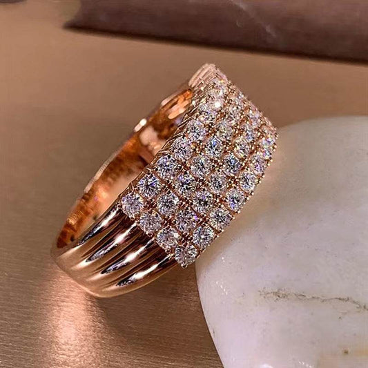 Inlaid Zircon Female Shiny Ring Geometry - MYLUXURY LANE ENTERPRISE