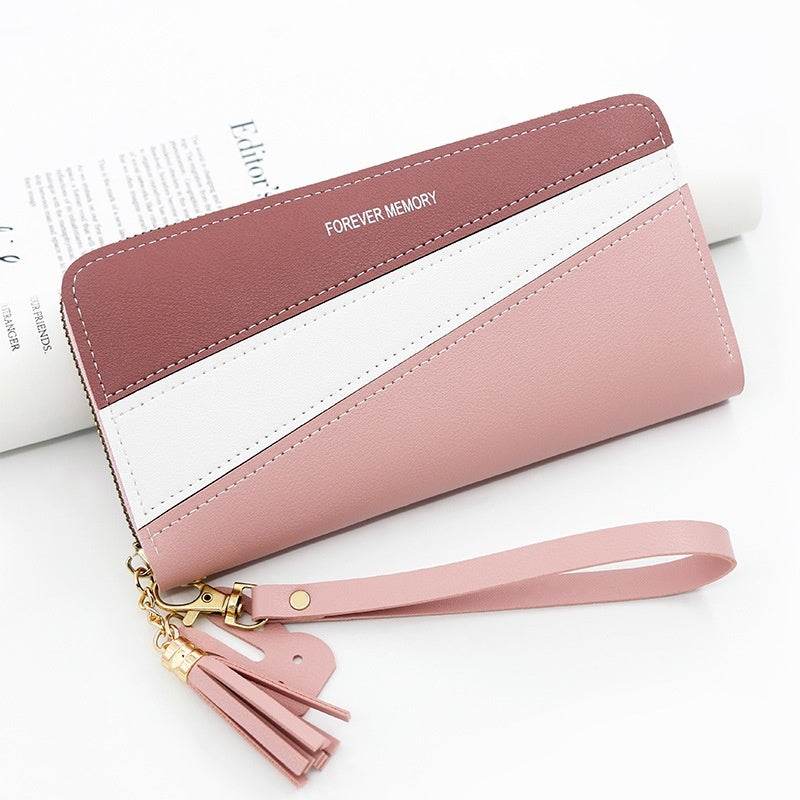 Simple Long Color Matching Fashion Coin Purse Card Holder Handbag - MYLUXURY LANE ENTERPRISE