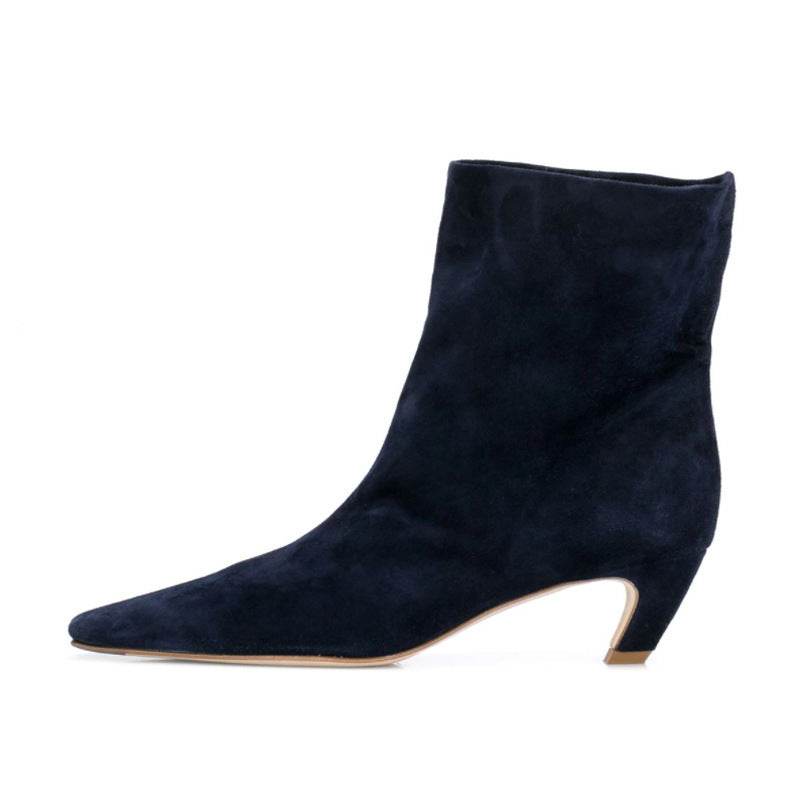 Women's Square Head Solid Color All-matching Chunky Heel Short Boots - MYLUXURY LANE ENTERPRISE